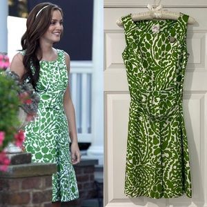 Milly Green Leaf Print Silk Dress ASO Gossip Girl